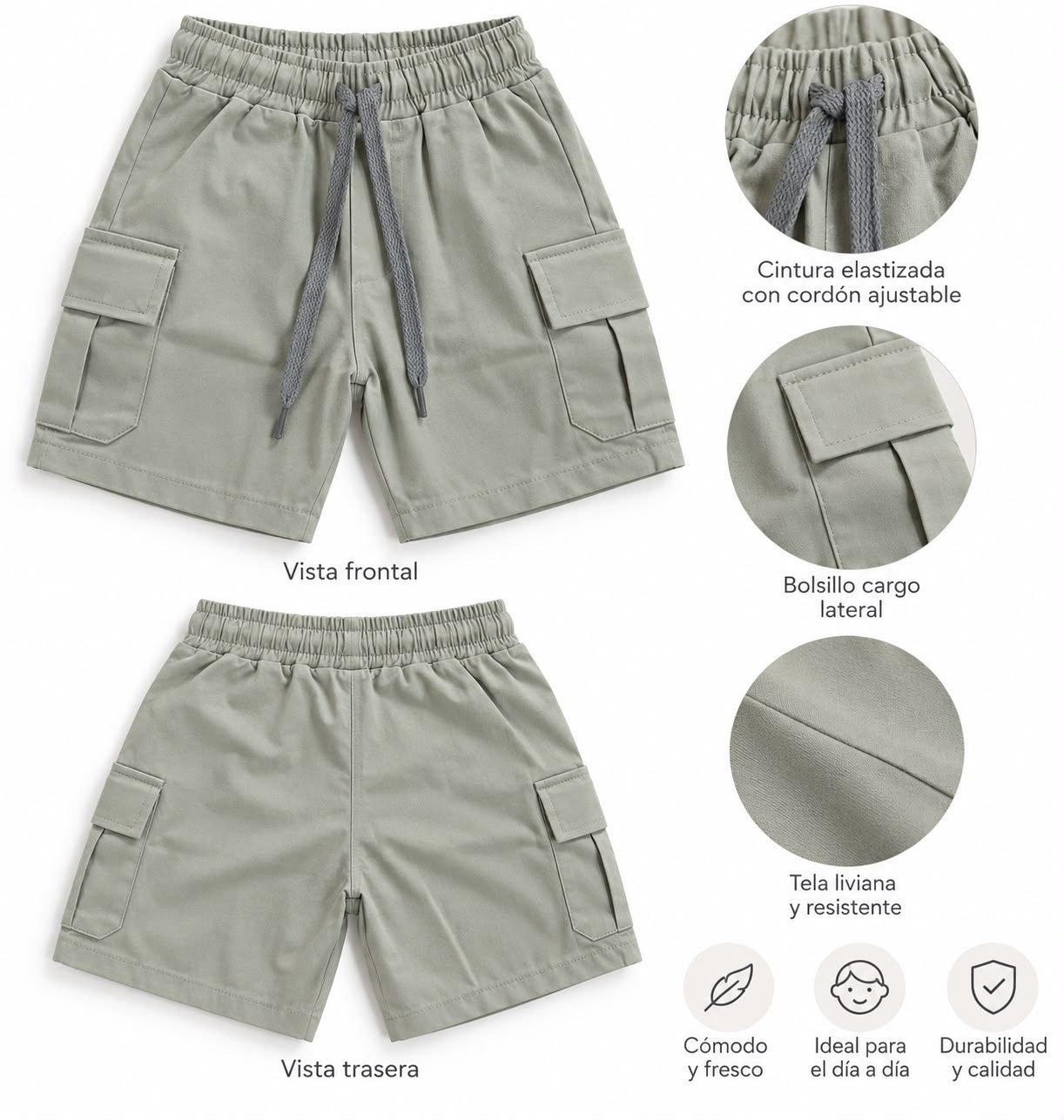 Bermuda de gabardina fina cargo