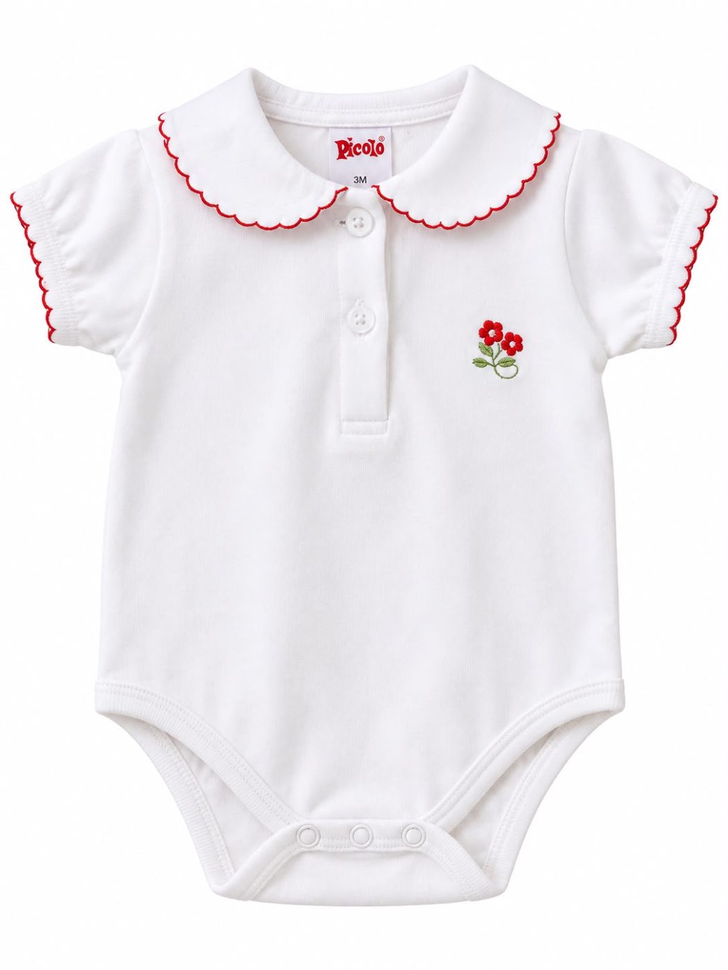 Body blanco con picott y bordado rojo