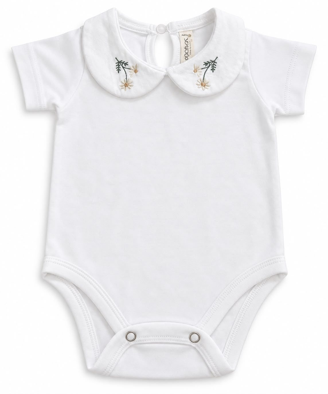 Body con cuello de margaritas bordadas