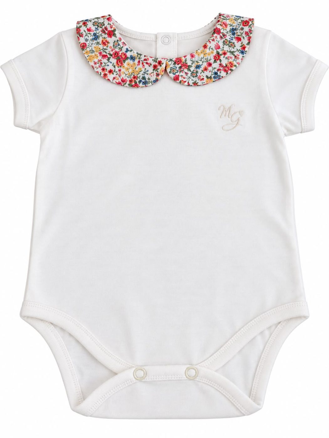 Body de algodón cuello florcitas