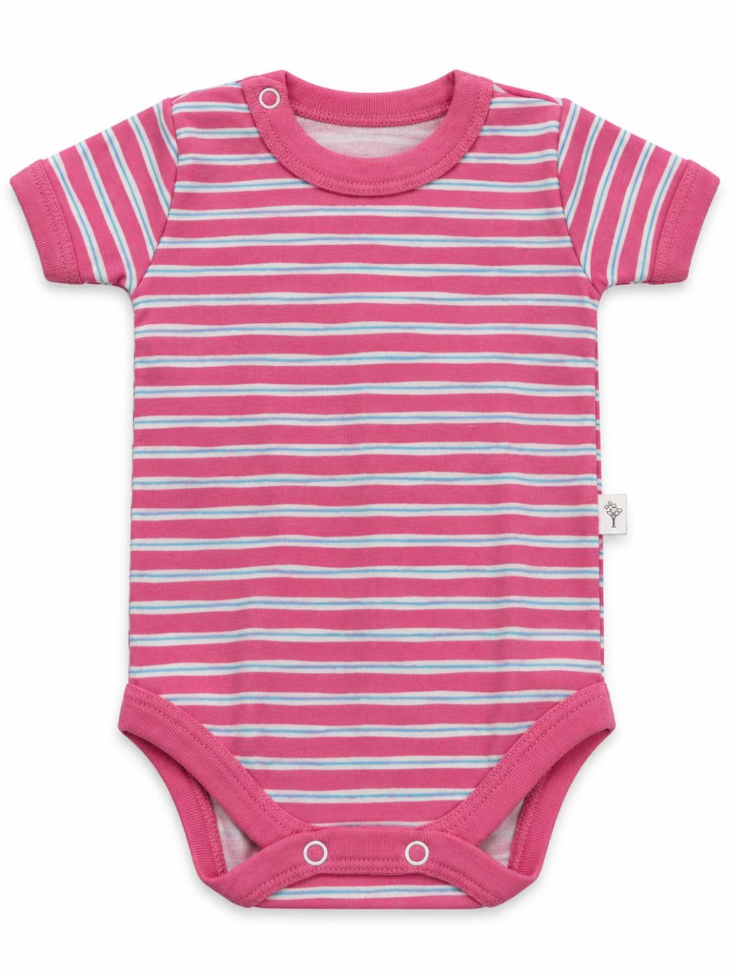 Body fucsia con rayas blancas y celestes