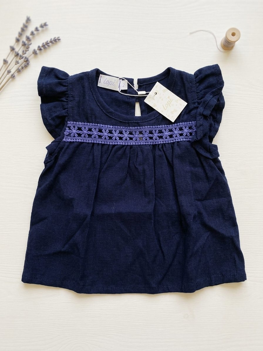 Camisa de lino azul