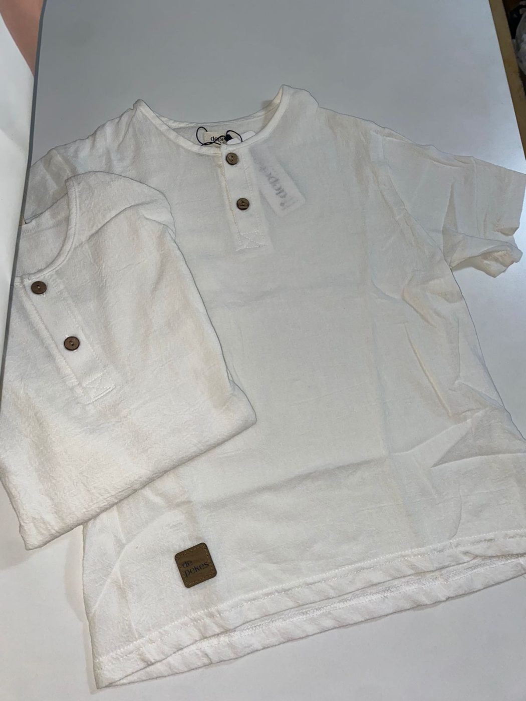 Camisa mao mangas cortas de gasa