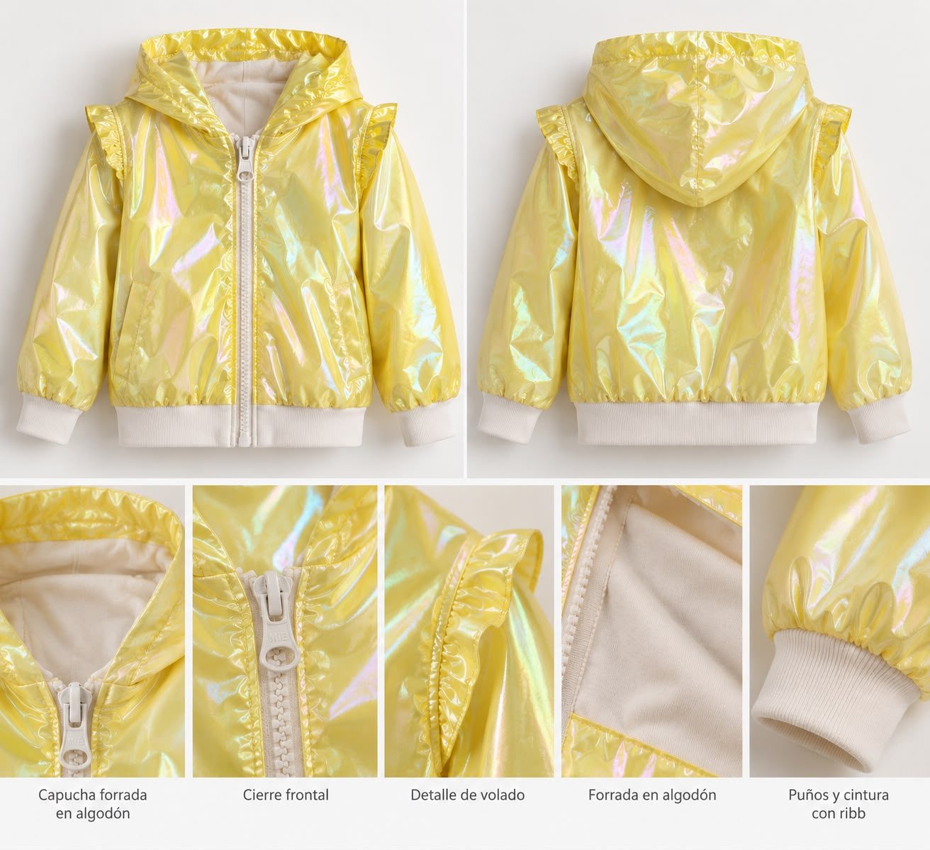 Campera amarilla de ciré forrada con algodón