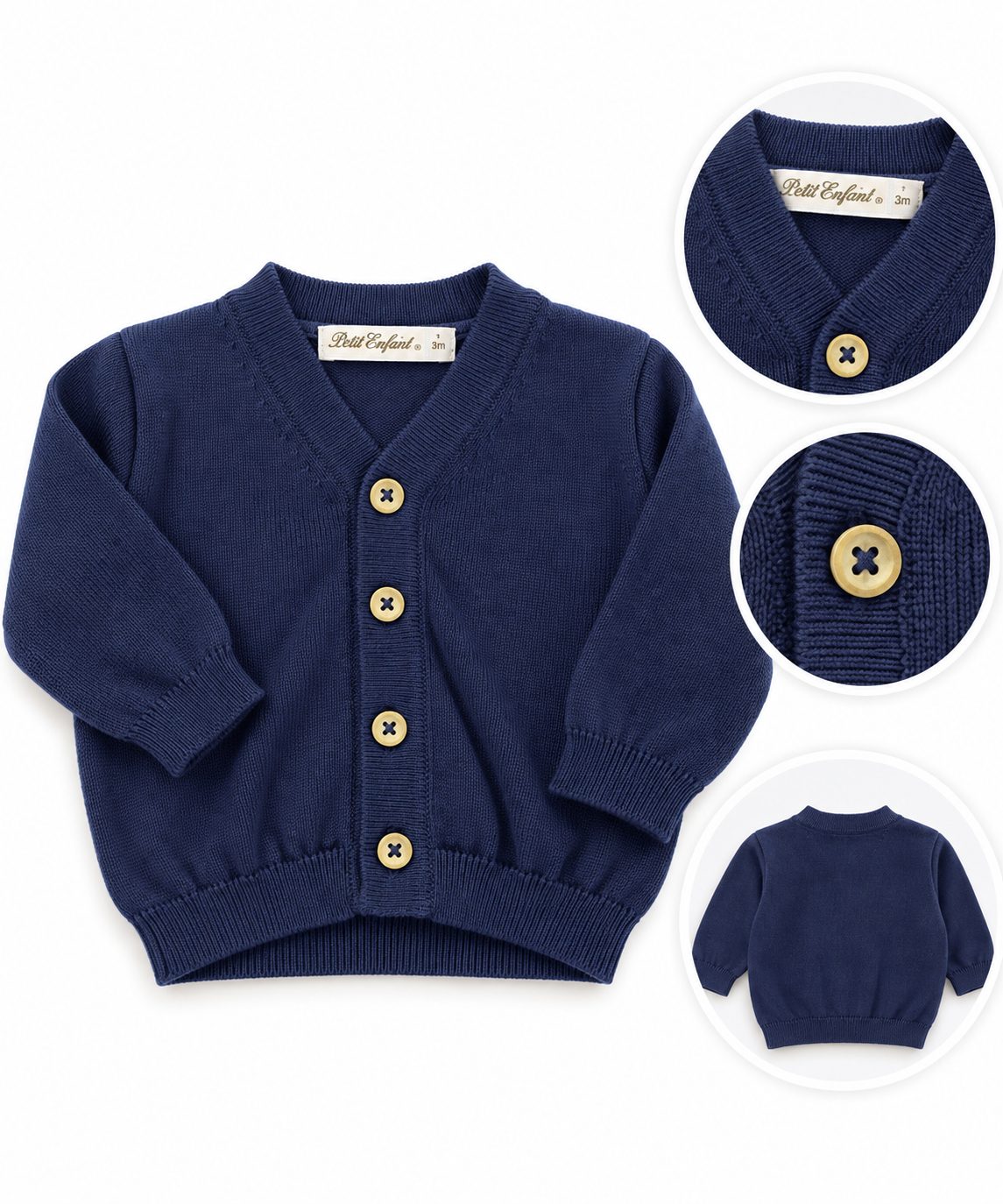 Campera de hilo con botones de madera
