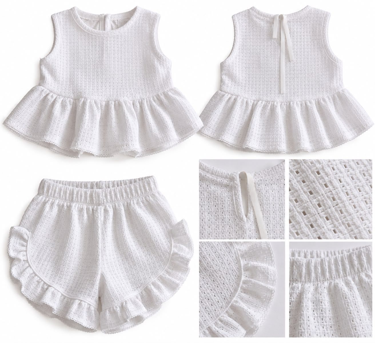 Conjunto de algodón tejido blanco
