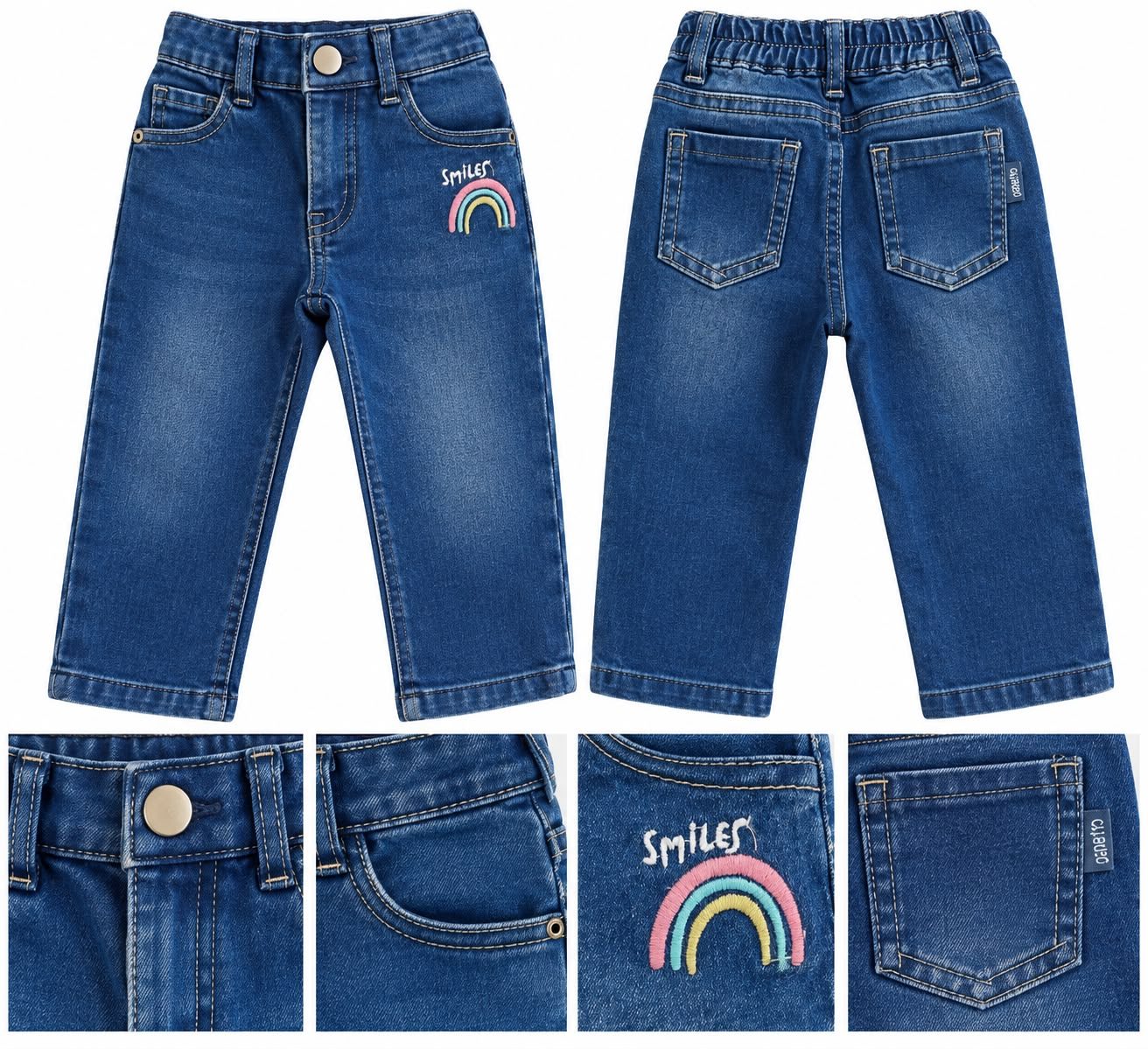 Jean con bordado de arcoiris