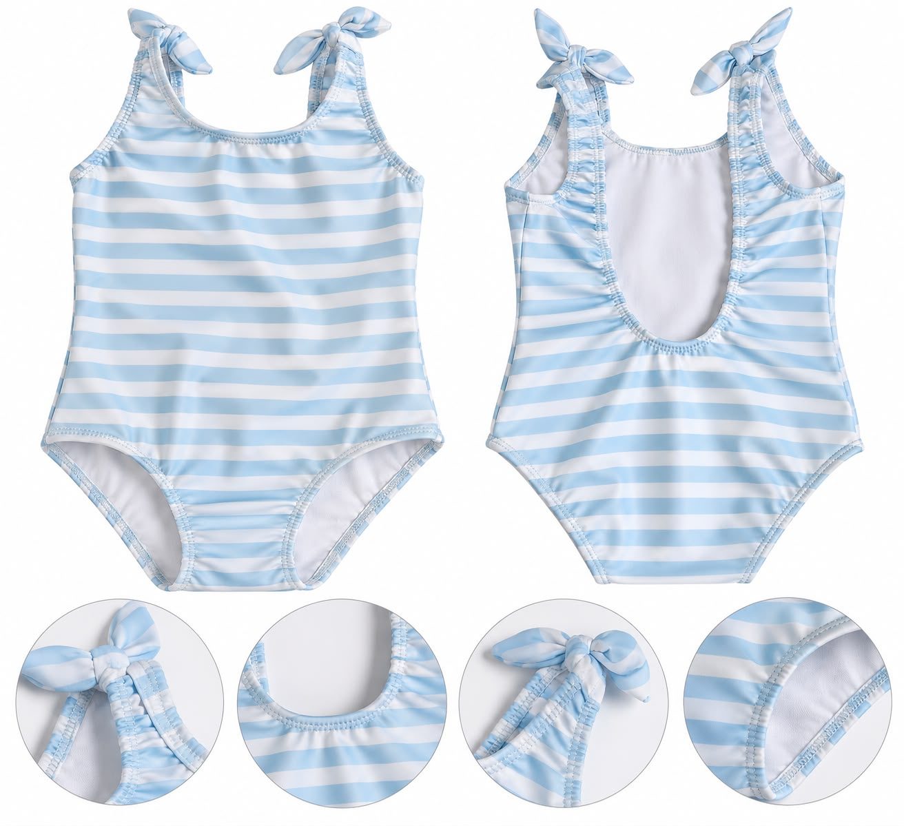 Malla a rayas marinera celeste con blanco