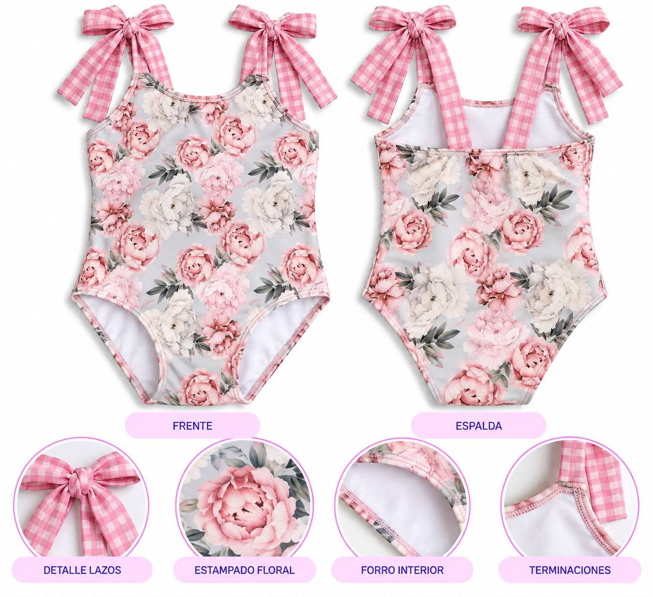 Malla con lazos y flores