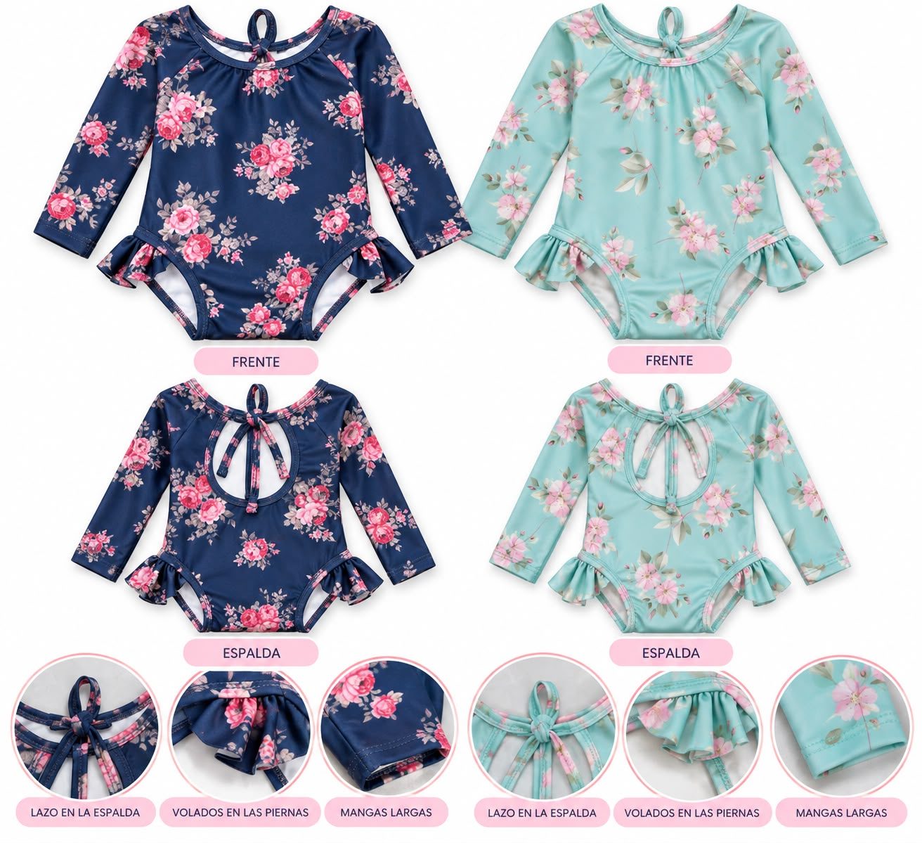 Malla mangas largas con flores