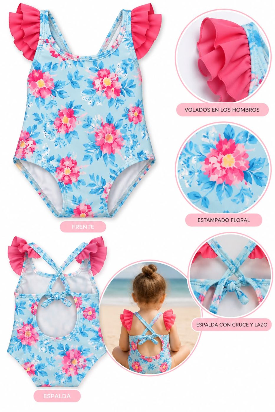 Malla turquesa con flores