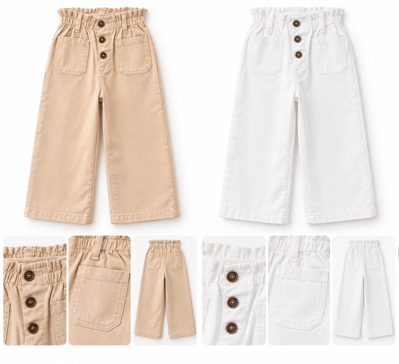 Pantalón de gabardina con elástico en la cintura