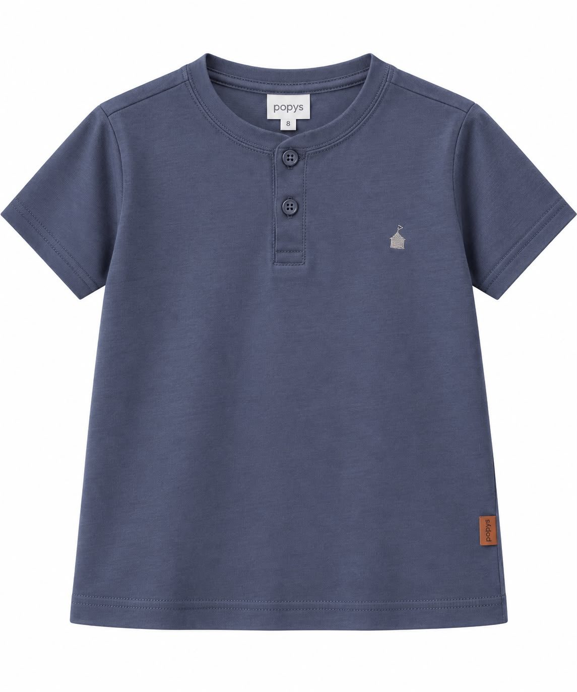 Remera azul cuello mao
