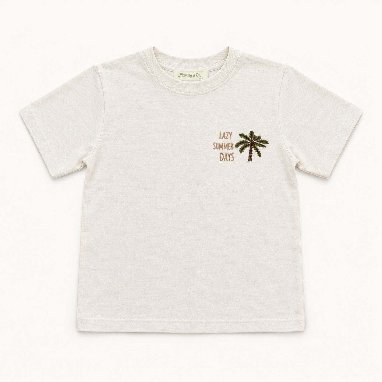 Remera en jersey soft con bordado "lazy summer day"