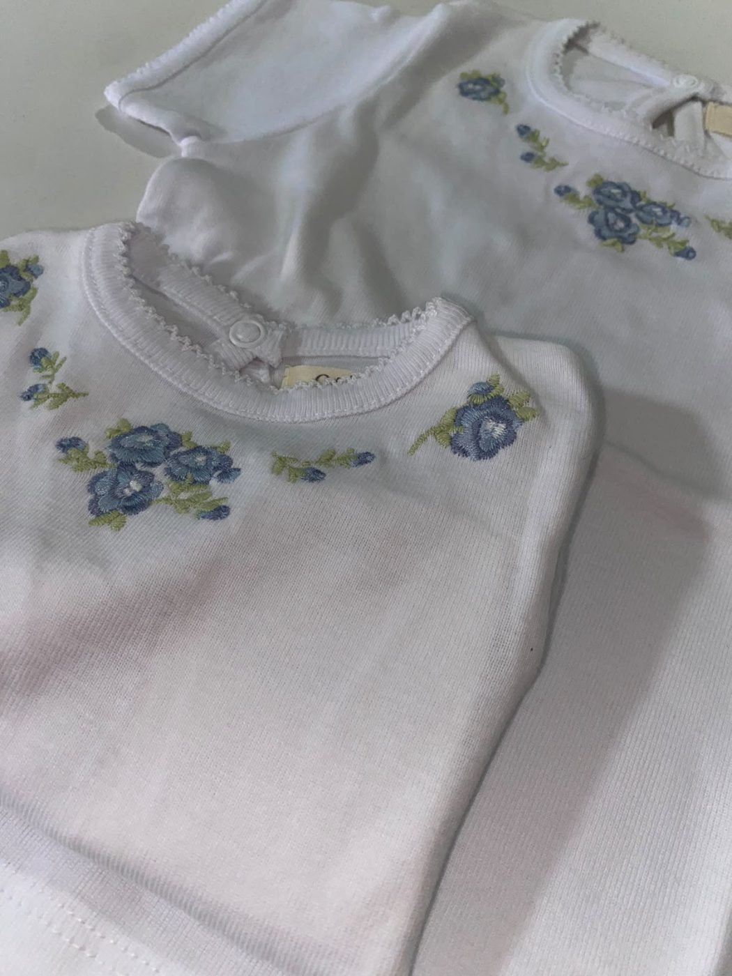 Remera mangas cortas bordada azul