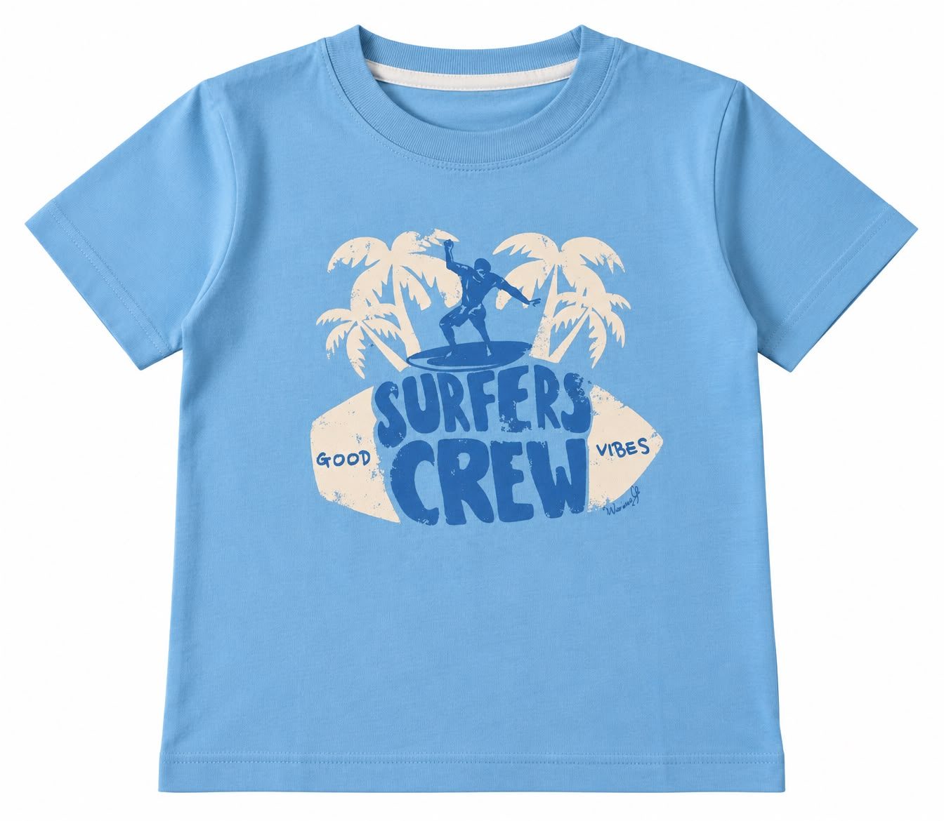 Remera surfers crew celeste