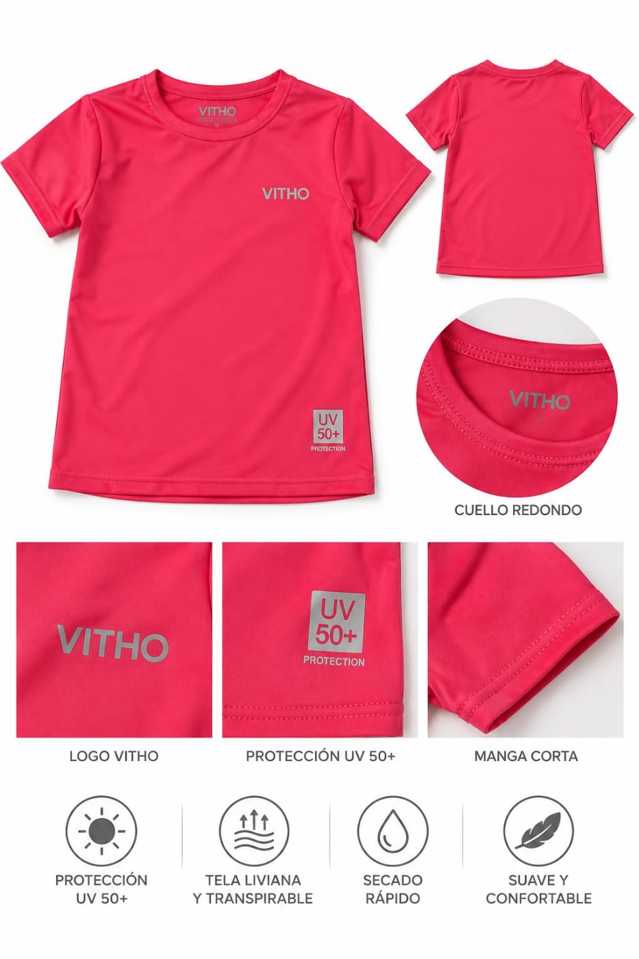 Remera UV 50 mangas cortas