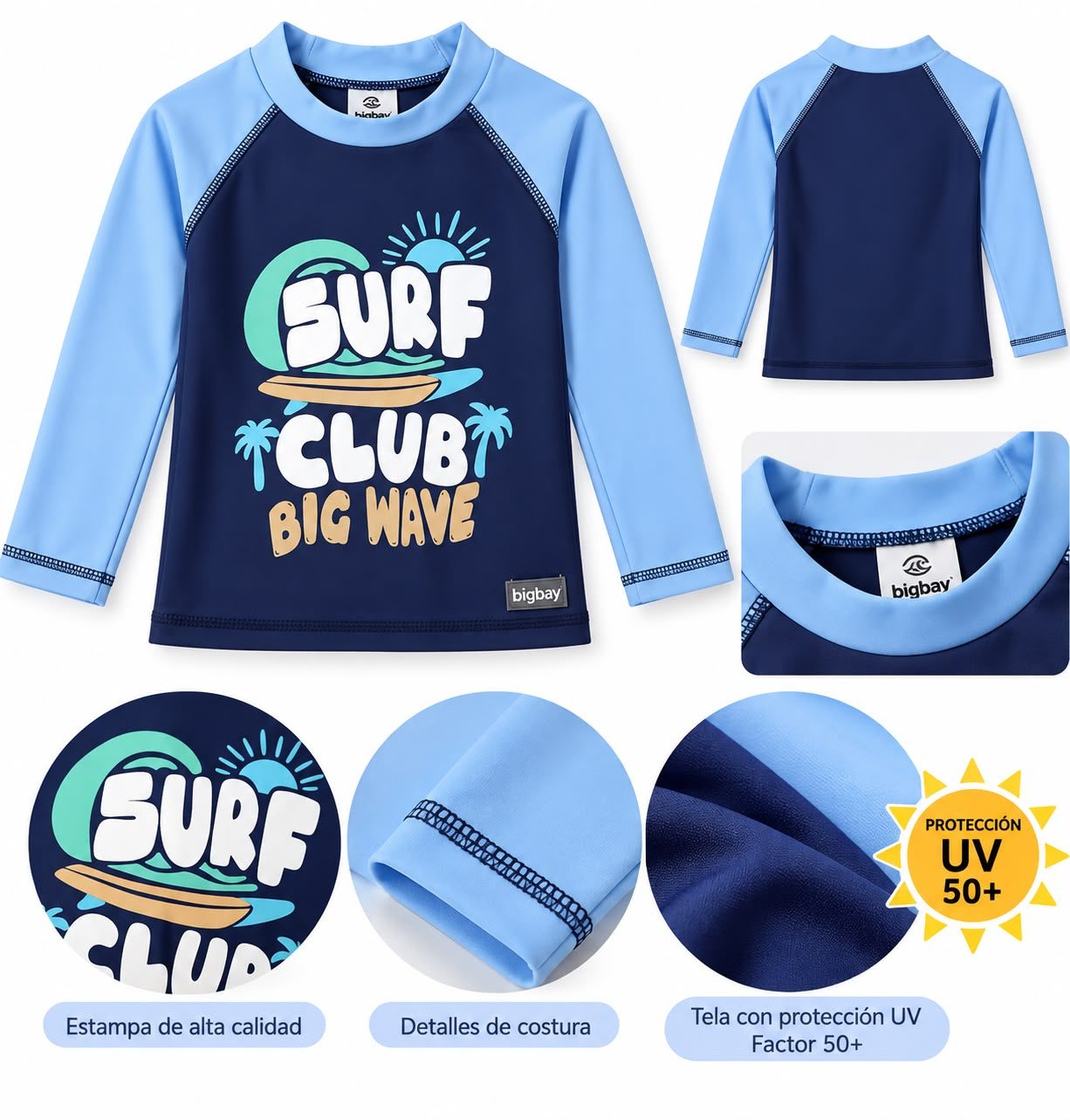 Remera UV con estampa mangas combinadas