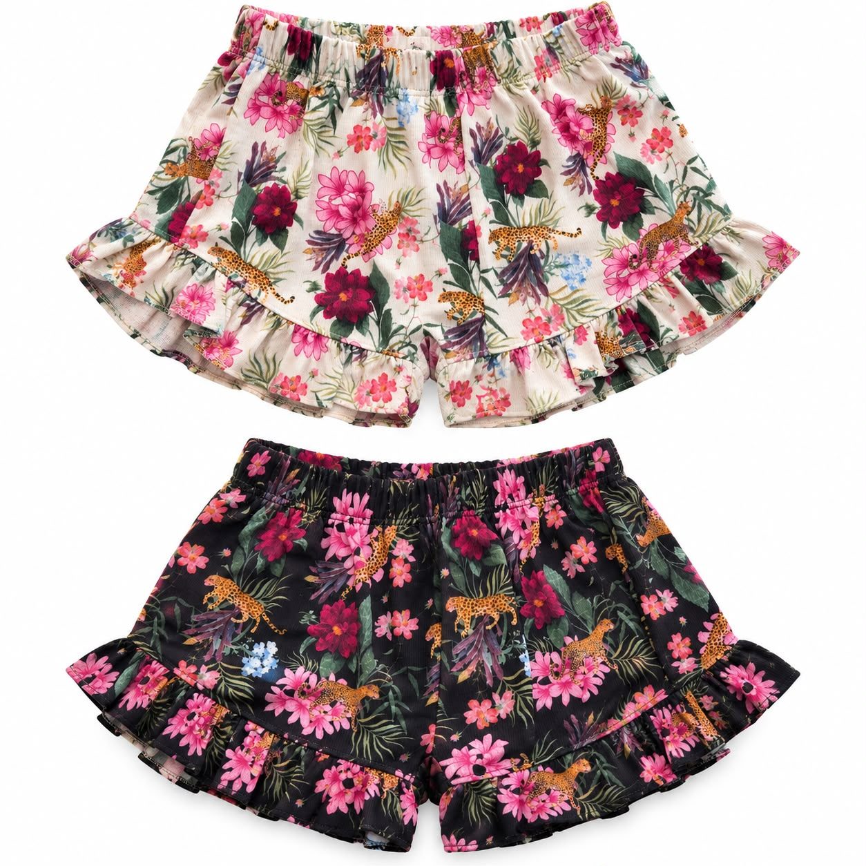 Short de algodón entetejido floreado