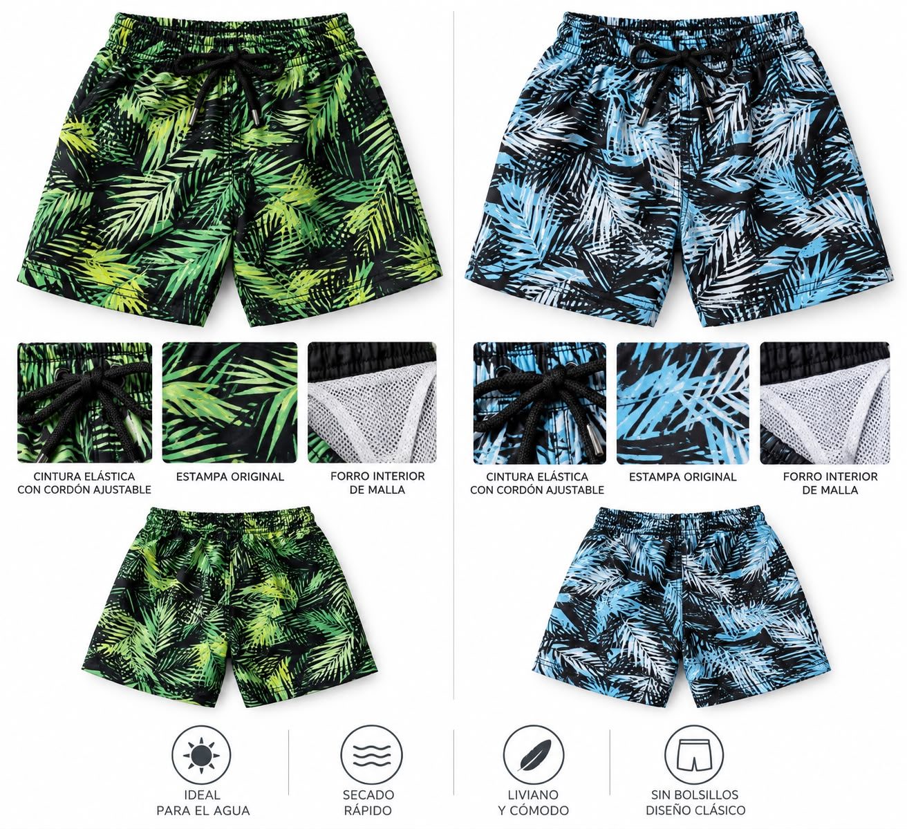 Short de baño palmeras