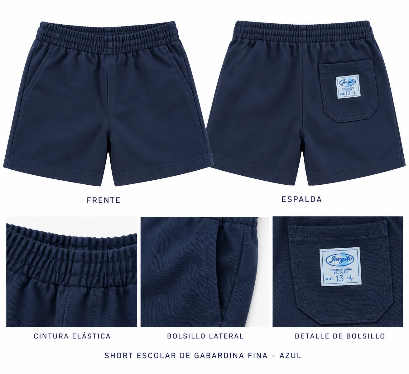Short de gabardina azul escolar