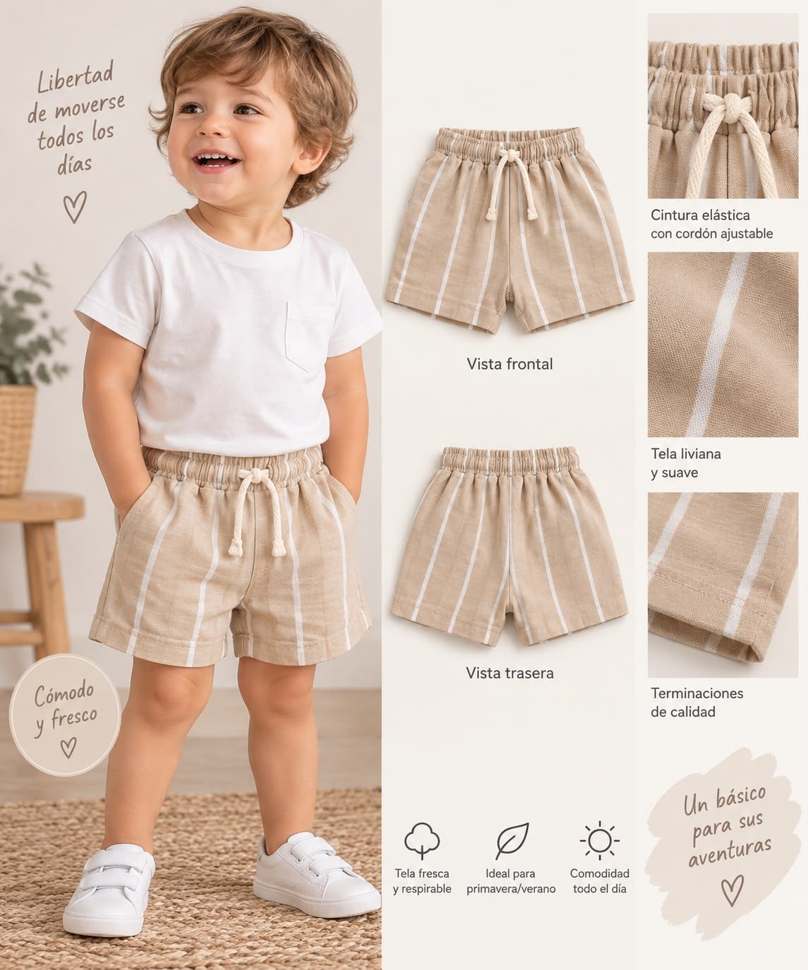 Short simil lino a rayas