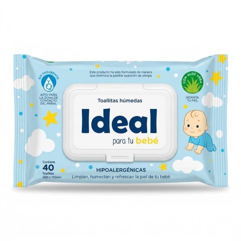 Toallitas Húmedas Ideal con tapa (x40)