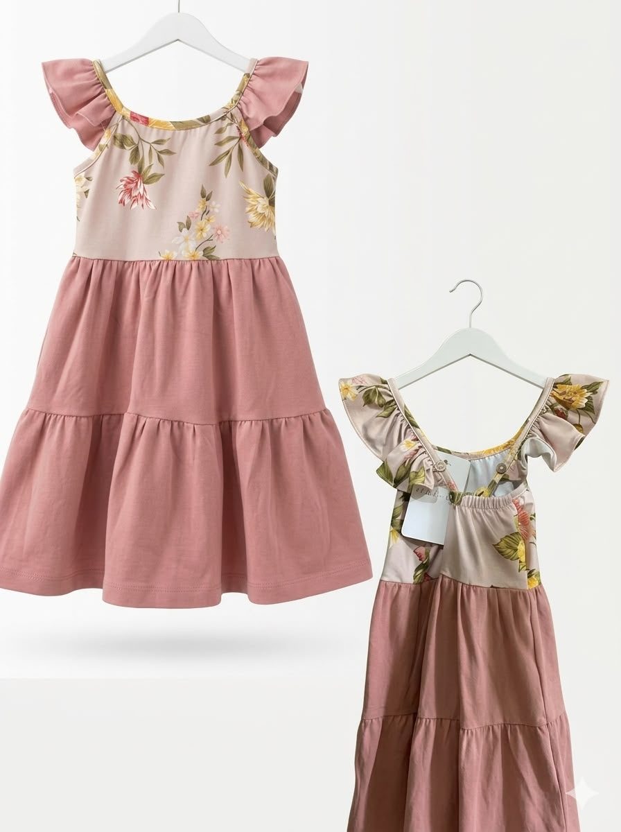 Vestido combinado de algodon con lycra
