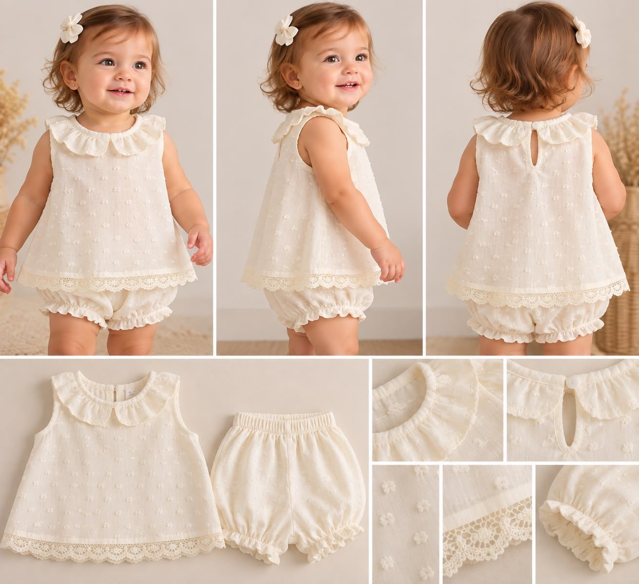 Vestido con bombachudo color natural