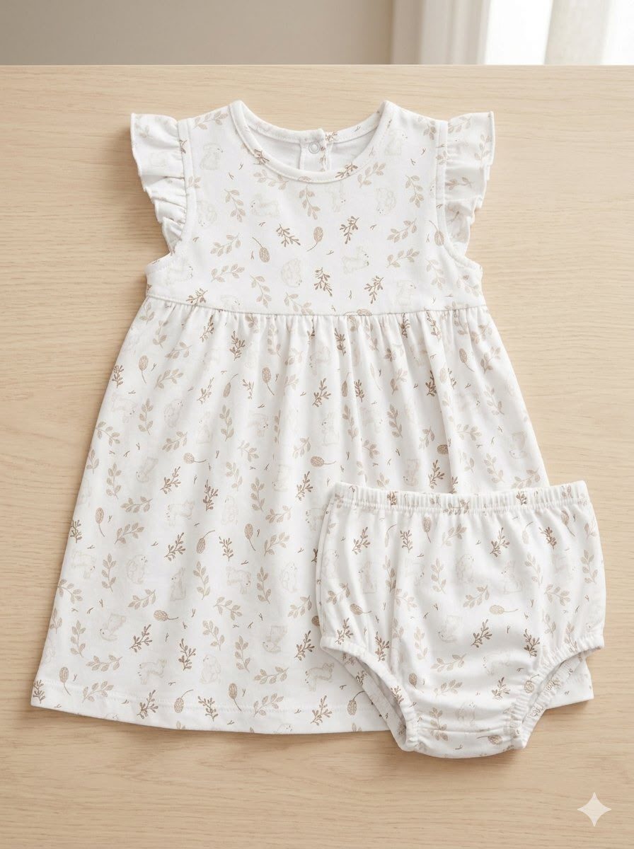 Vestido de beba de algodón con bombacha