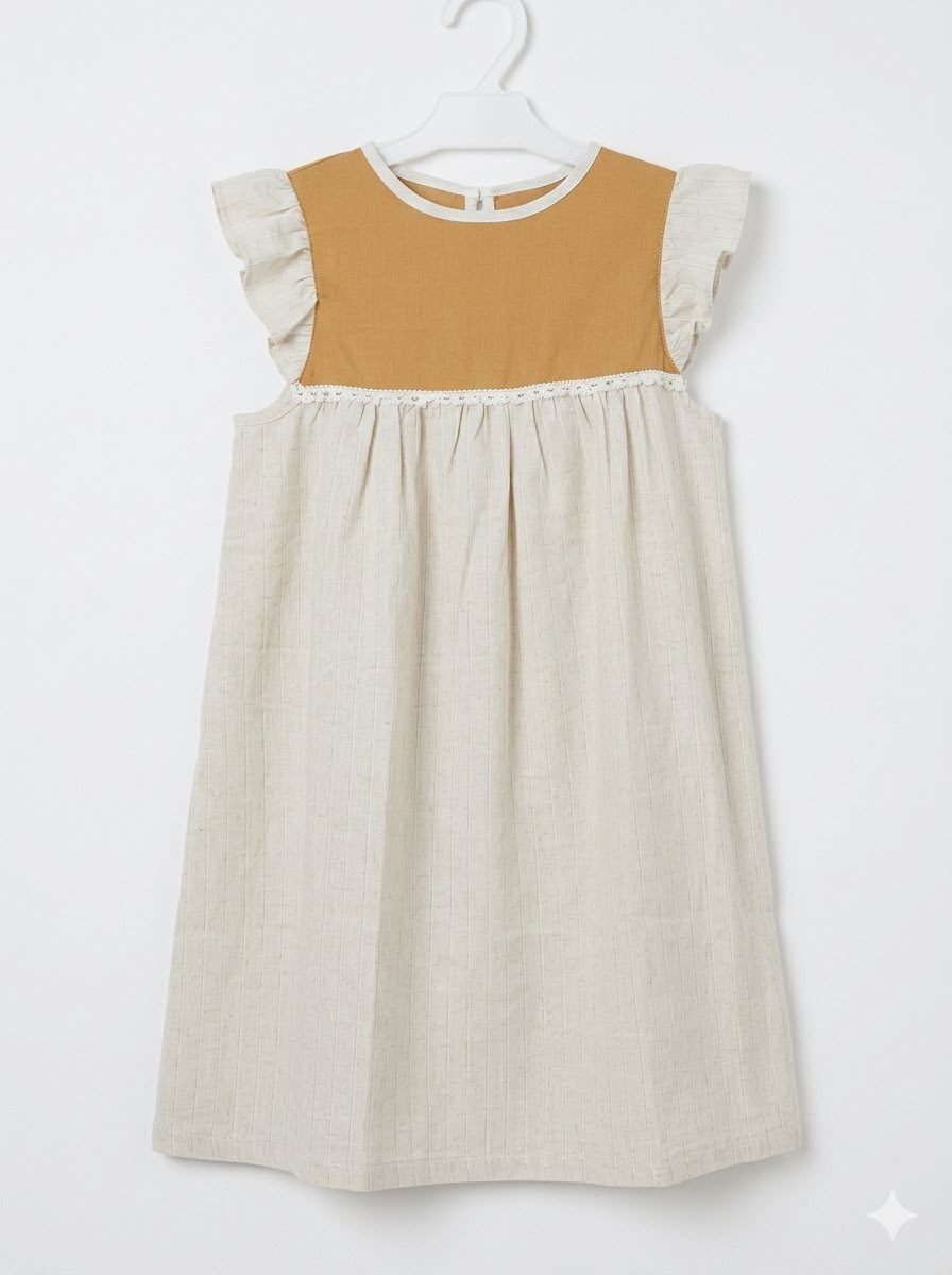 Vestido de lino con glitter combinado