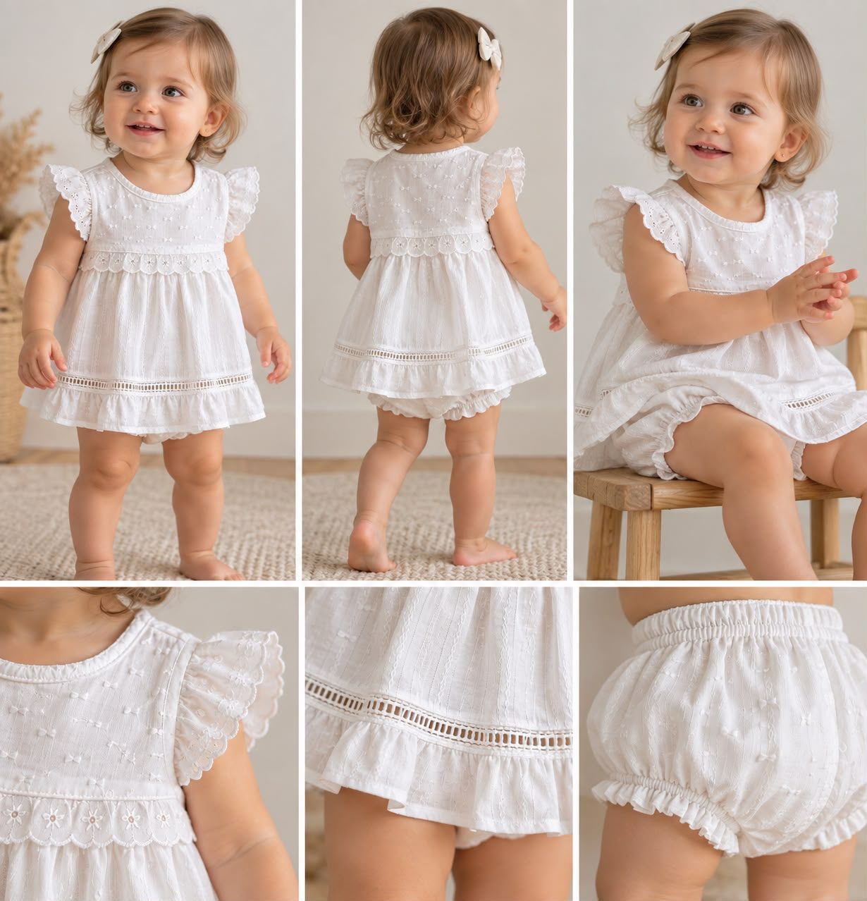 Vestido de poplin con glitter y bombachudo