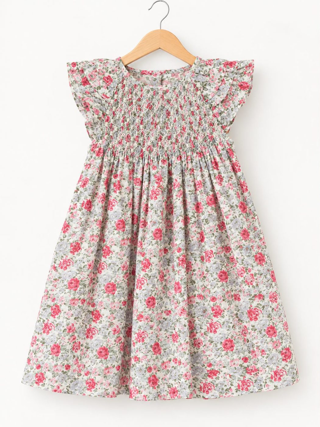 Vestido punto smock de poplin