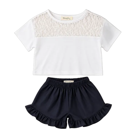 Conjunto encaje y short volado